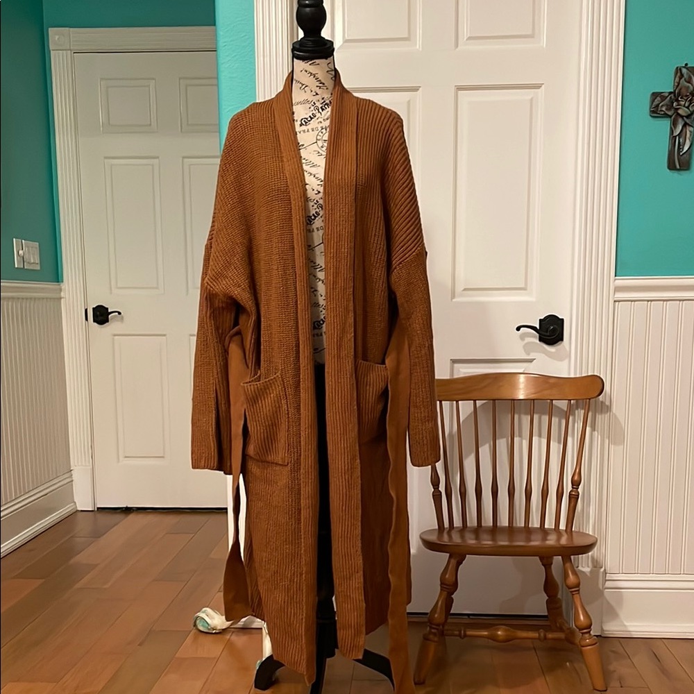 Cozy Brown Knit Cardigan - Picture 2 of 4